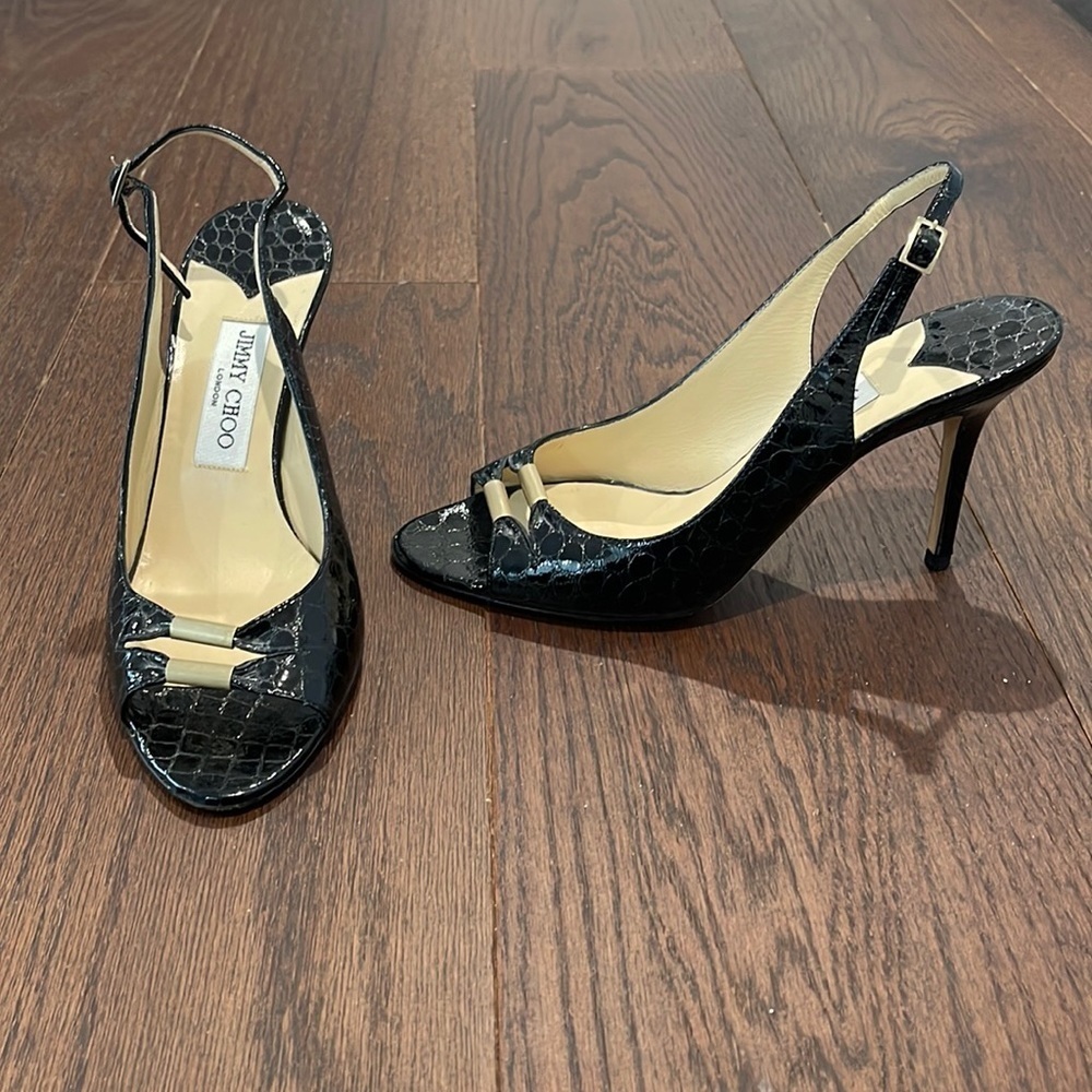 Jimmy Choo Black Peep Toe Heels